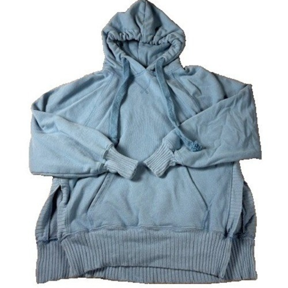 American Eagle Hoodie Womens XS Blue Oversized Ribbed Trim Raglan Pullover